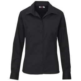 Ladies Long Sleeve Brushed Cotton Twill Moderna Shirt - BLACK - 3XL