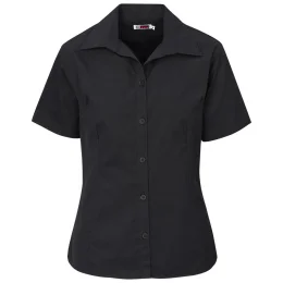 Ladies Short Sleeve Brushed Cotton Twill Moderna Shirt - BLACK - M