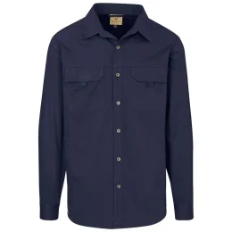Mens Long Sleeve Mawenzi Twill Shirt - NAVY - L