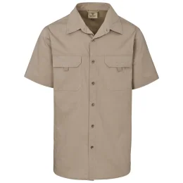 Mens Short Sleeve Mawenzi Twill Shirt - KHAKI - 2XL