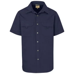 Mens Short Sleeve Mawenzi Twill Shirt - NAVY - 5XL