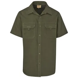 Mens Short Sleeve Mawenzi Twill Shirt - OLIVE - 4XL