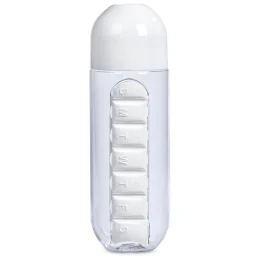 Altitude Vita-Stream Pill Box Plastic Water Bottle - SOLID WHITE
