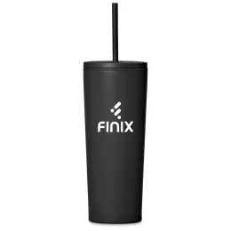 Kooshty Concorde Stainless Steel & Plastic Double-Wall Tumbler & Straw - BLACK