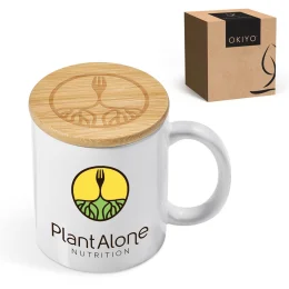 Okiyo Sozo Bamboo & Ceramic Sublimation Coffee Mug - SOLID WHITE