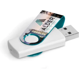 Axis Gyro White Flash Drive - TURQUOISE - 32GB