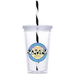 Malibu Double-Wall Plastic Tumbler & Straw - BLACK