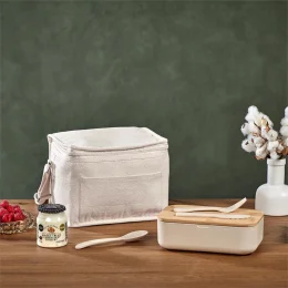 Okiyo Kura Cotton & Wheat Straw Lunch Set - NATURAL