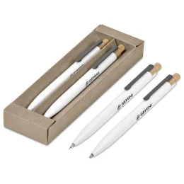 Okiyo Mimotu Ball Pen & Pencil Set - SOLID WHITE