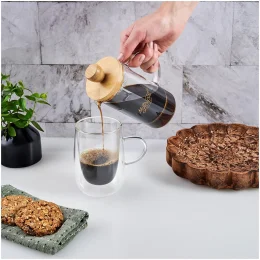 Okiyo Osu Glass & Bamboo Coffee Plunger - NATURAL