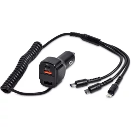 Swiss Cougar Monza 3-in-1 Fast Car Charger - BLACK
