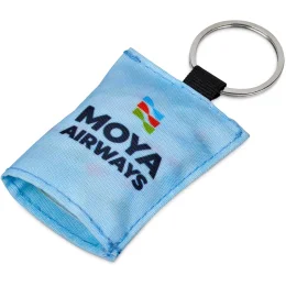 Pre-Printed Sample Hoppla Aquila Polyester Keyring Pouch with Cleaning Cloth - BLACK