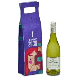 Pre-Printed Sample Hoppla Velto RPET Felt Single Wine Carrier - Light Grey