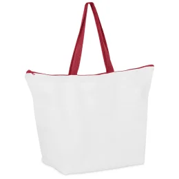 Pre-Production Sample Hoppla Skyline Recycled PET Stitch-Bond Shopper With Zip - RED