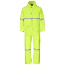 Light Duty Tornado  Hi-Viz Reflective  Rubberised Rainsuit - YELLOW - 3XL